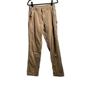 Carhartt Flannel Lined Tan Carpenter Pants Mens 31x34 Relaxed Fit 100% Cotton